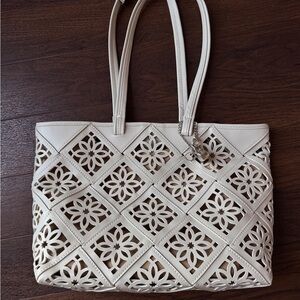 Chic Cream Cut-Out Tote Bag